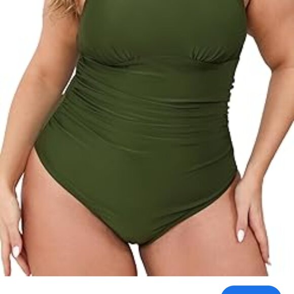 Green one piece keyhole swimsuit - Picture 8 of 8